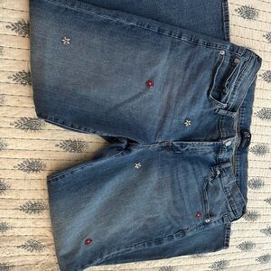 GAP Blue Boyfriend Jeans with flower Embroidery